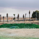 Broken glass bottles are piled up to be recycled.